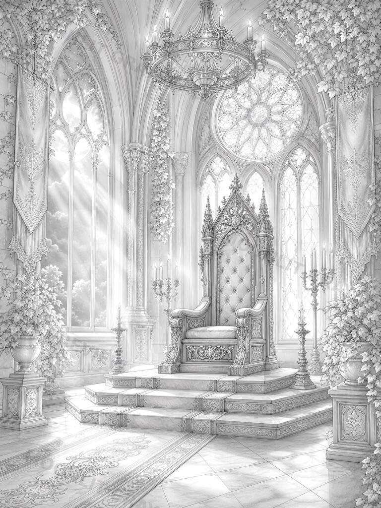 Dark Academia Grayscale Coloring Book grayscale coloring page preview
