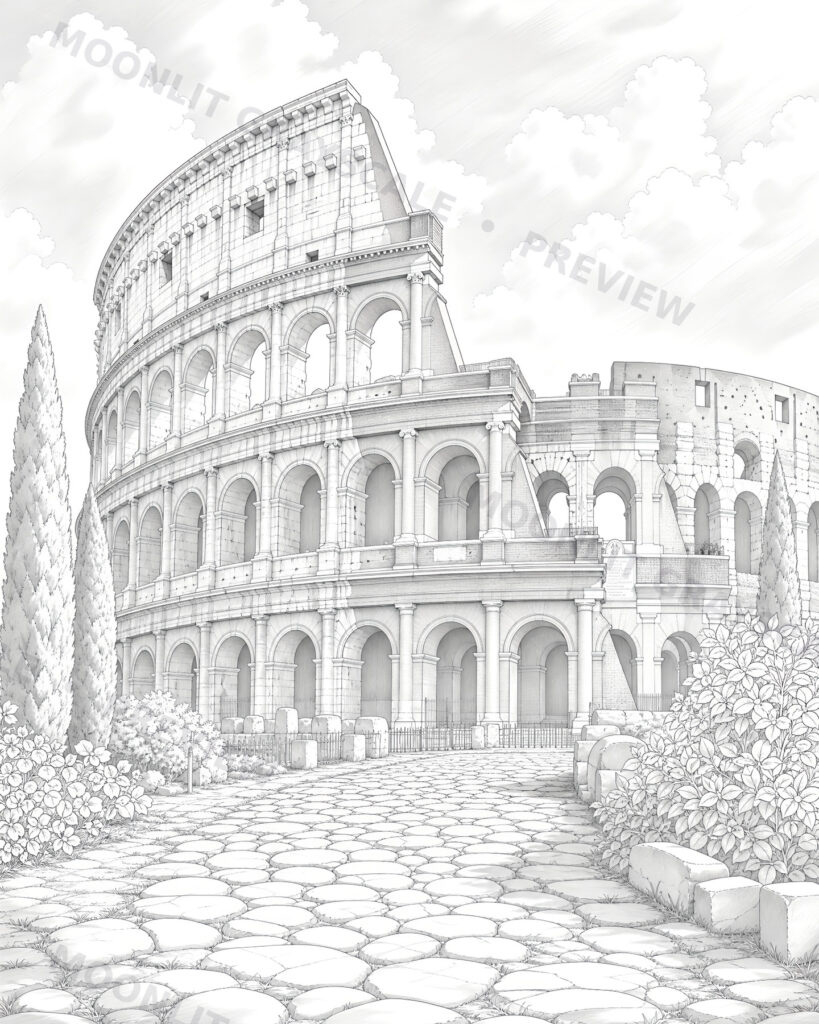 Rome Grayscale Coloring Book grayscale coloring page preview